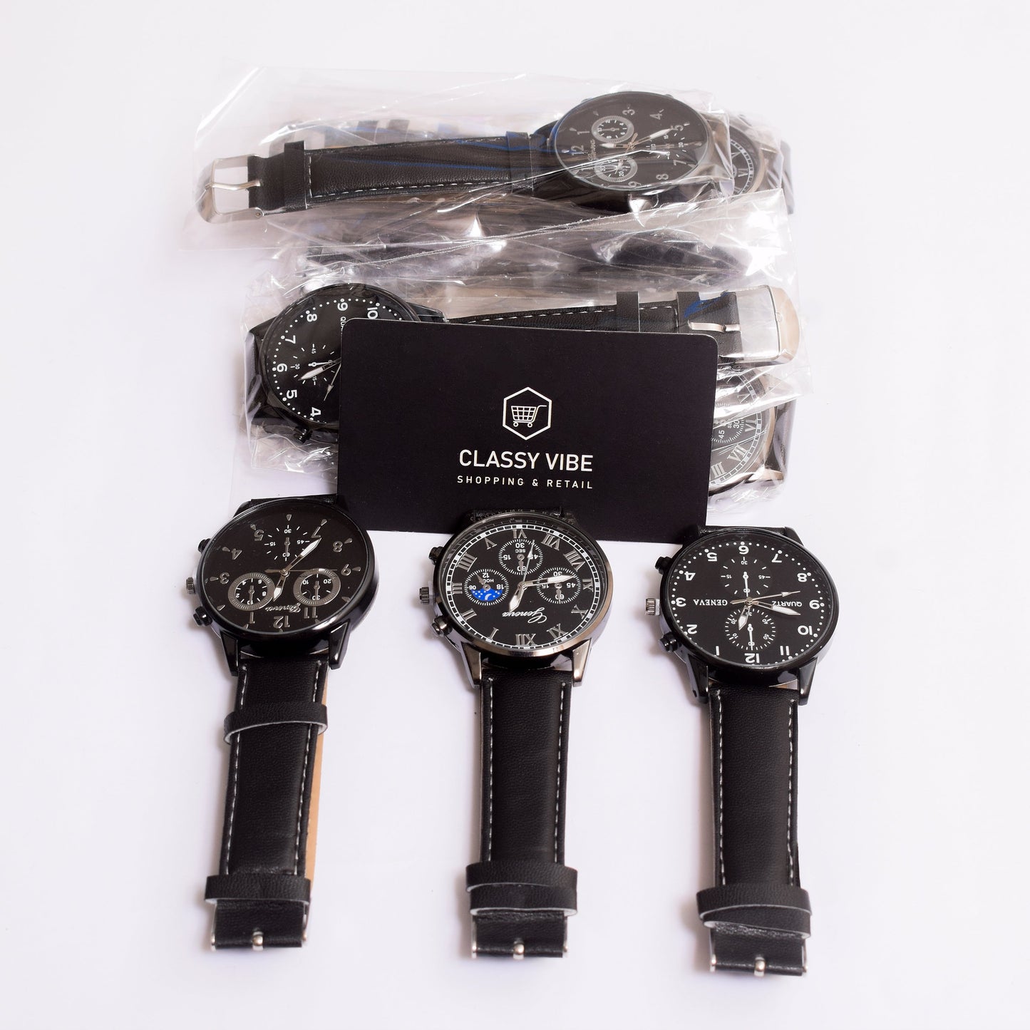 Quartz Watch with Faux Leather Strap