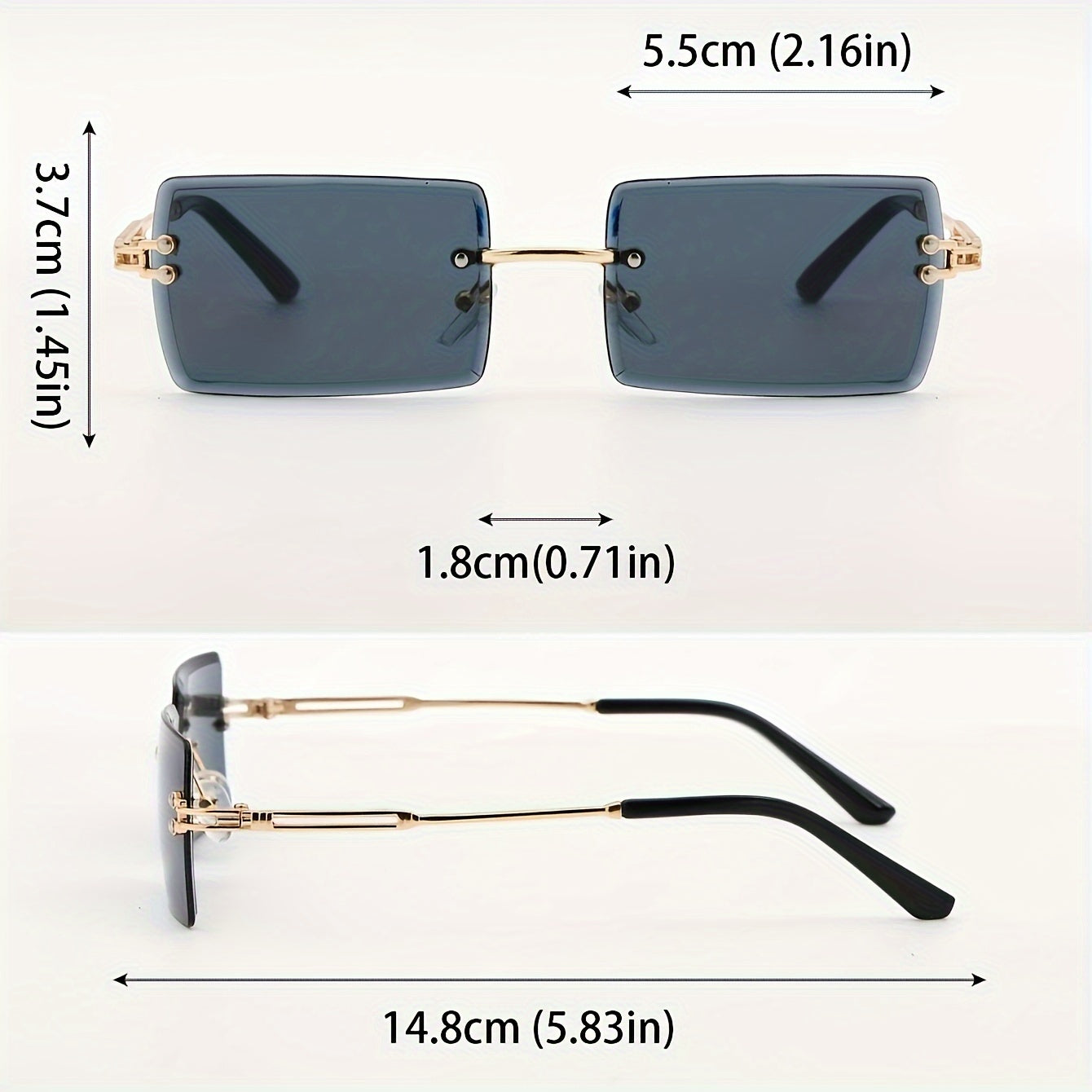 Frameless Fashion Glasses with Metal Hinge